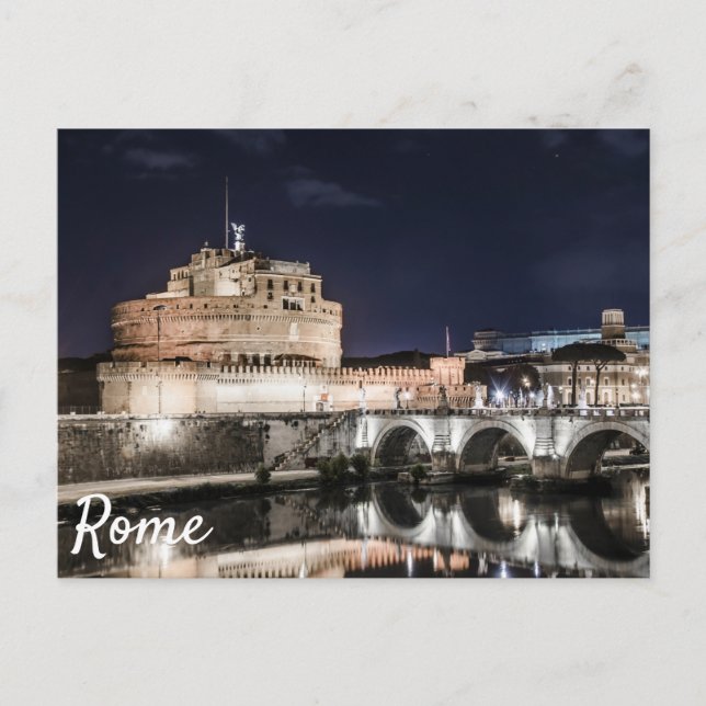 Carte Postale Castel Sant Angelo la nuit à Rome (Devant)