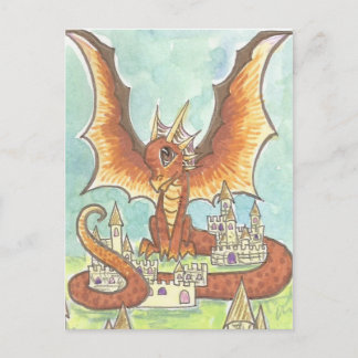Carte Postale Castle Guard - Cartoon Dragon Imaginaire Art