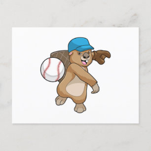 Carte Postale Castor au Baseball Sports avec Casquette