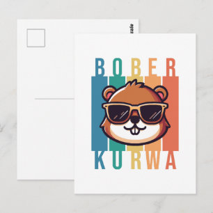 Carte Postale Castor avec Lunettes de Soleil