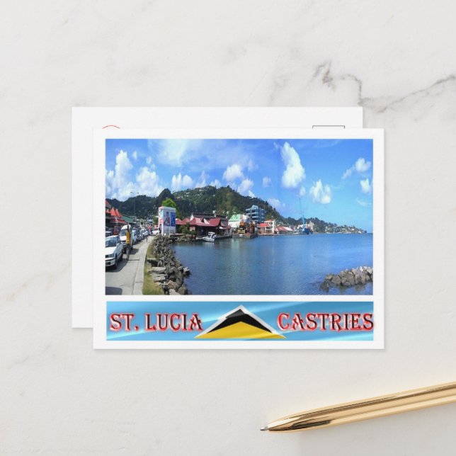 Carte Postale Castries - Saint Lucia - Panorama - (Devant/Arrière en situation)