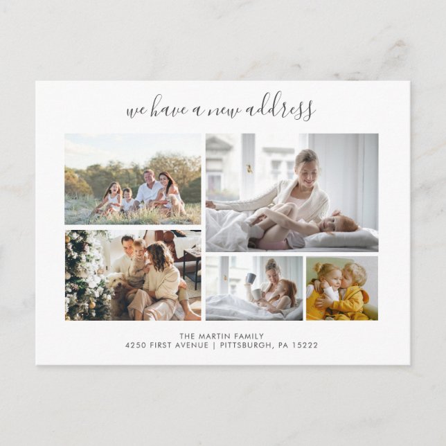 Carte Postale Casual Script | 5 Photos Faire-part mobiles (Devant)