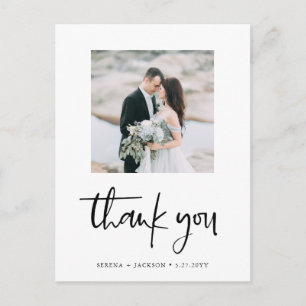 Carte Postale Casual Script Merci photo Mariage minimaliste