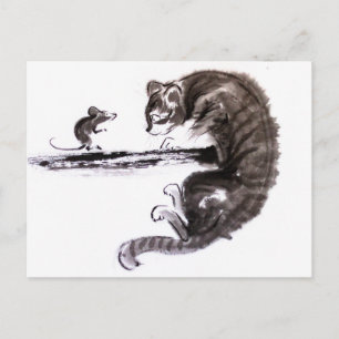 Carte Postale Cat And Mouse rencontre la peinture suave