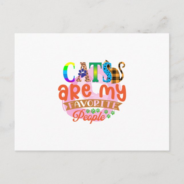 Carte Postale Cat Art Les Chats Sont Mes Gens Préférés (Devant)