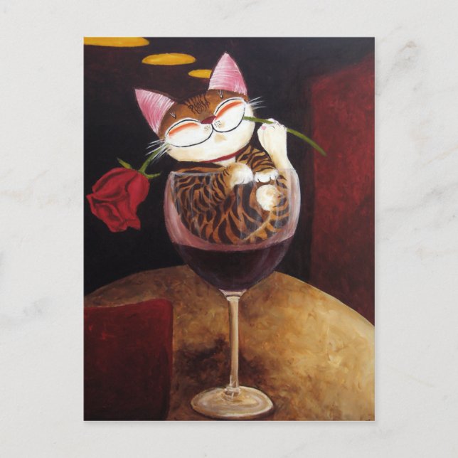 Carte Postale Cat-art-Rouge Vin rouge (Devant)