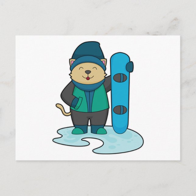 Carte Postale Cat as Snowboarder (Devant)