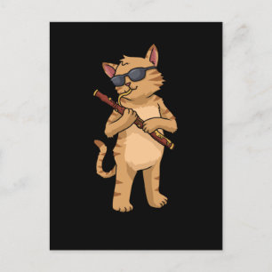 Carte Postale Cat Bassoonist Cadeaux Hommes Jazz Musique Cat Bas