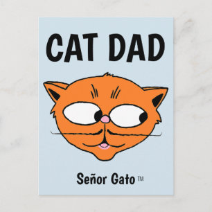 Carte Postale "CAT DAD" Señor Gato Mustache Cat