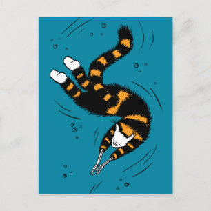 Carte Postale Cat drôle Créature Squelette Mains Natation Sombre