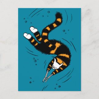 Carte Postale Cat drôle Créature Squelette Mains Natation Sombre