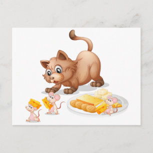 Carte Postale Cat et mice