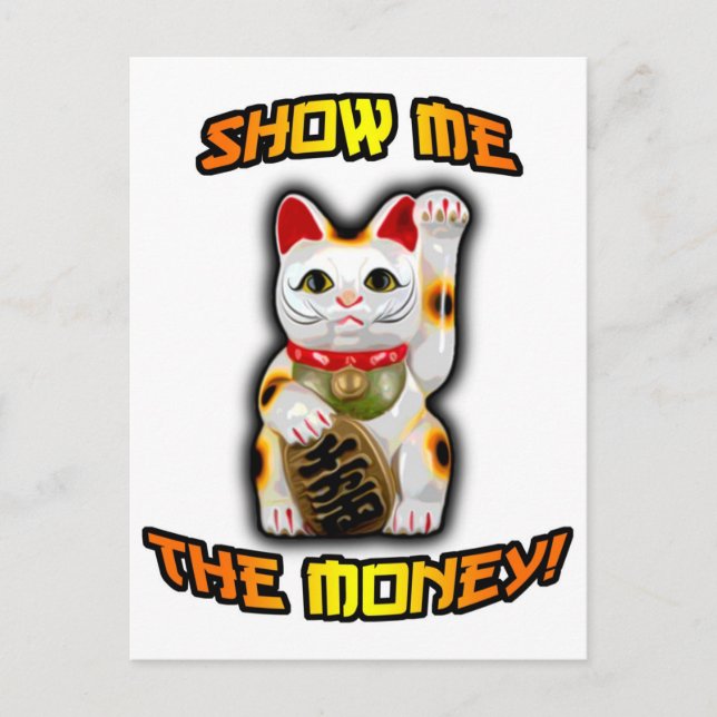 Carte Postale CAT JAPONAIS Maneki Neko d'argent (Devant)