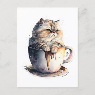 Carte Postale Cat Miaw Cute Cat Café Lover