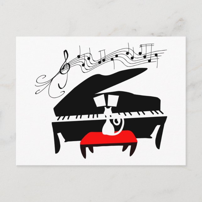 Carte Postale Cat & Piano (Devant)