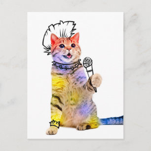 Carte Postale Cat punk cartoon