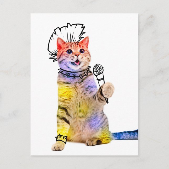 Carte Postale Cat punk cartoon (Devant)
