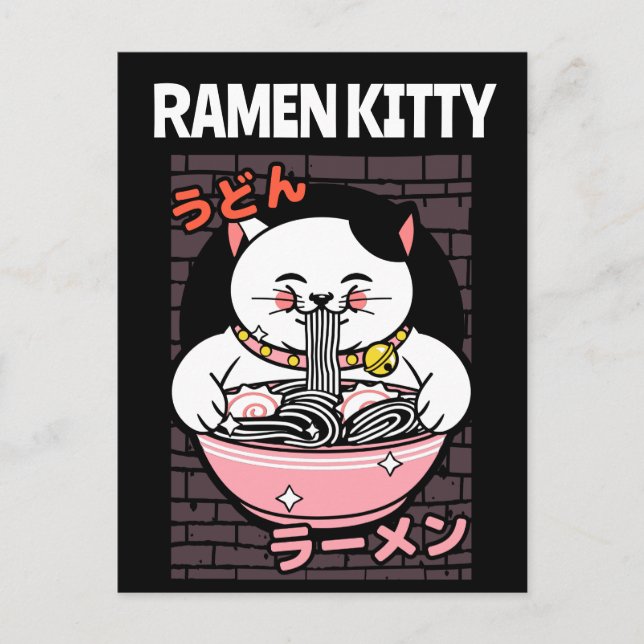 CARTE POSTALE CAT RAMEN NOODLES SOUP (Devant)
