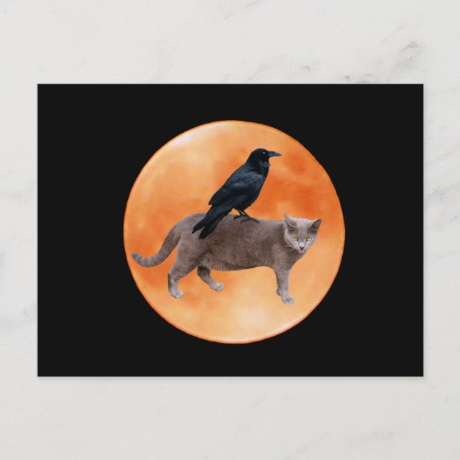 Carte postale Cat Raven Moon (Devant)