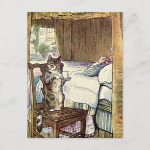 Carte Postale Cat Serves Breakfast dans Bed Feel Better