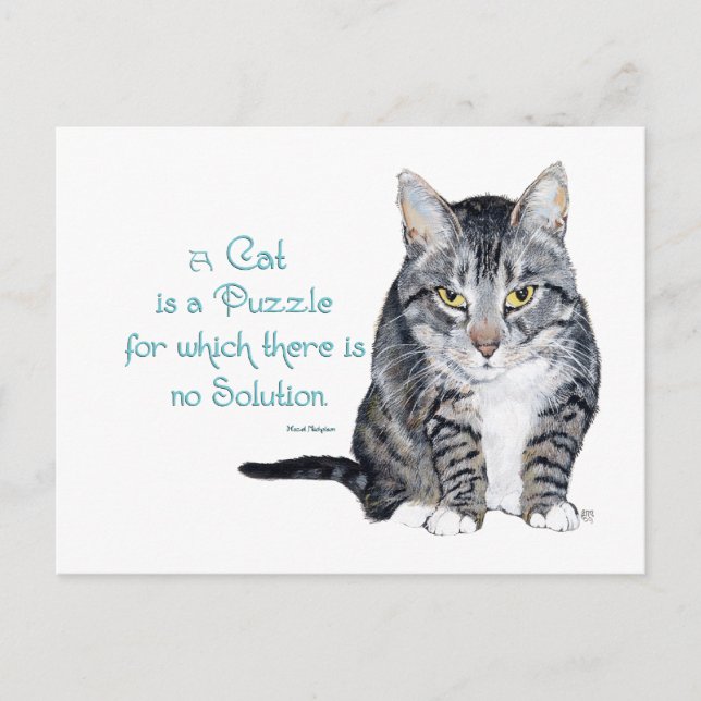 Carte Postale Cat Wisdom - un chat est un casse-tête (Devant)