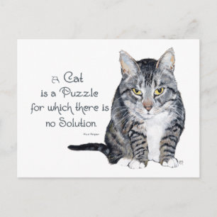 Carte Postale Cat Wisdom - un chat est un casse-tête