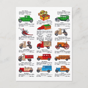 Carte Postale Catalogue de jouets vintage - Diecast Voitures et 