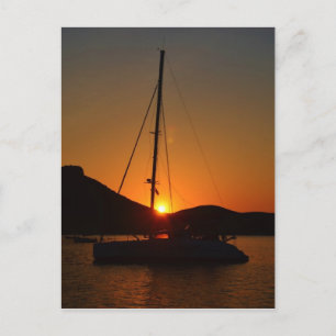 Carte Postale Catamaran au coucher du soleil Ibiza.