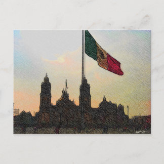 Carte Postale Catedral en el Zocalo del DF con la Bandera 2.jpg