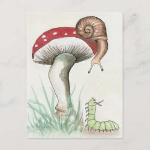 Carte Postale Caterpillar and Snail
