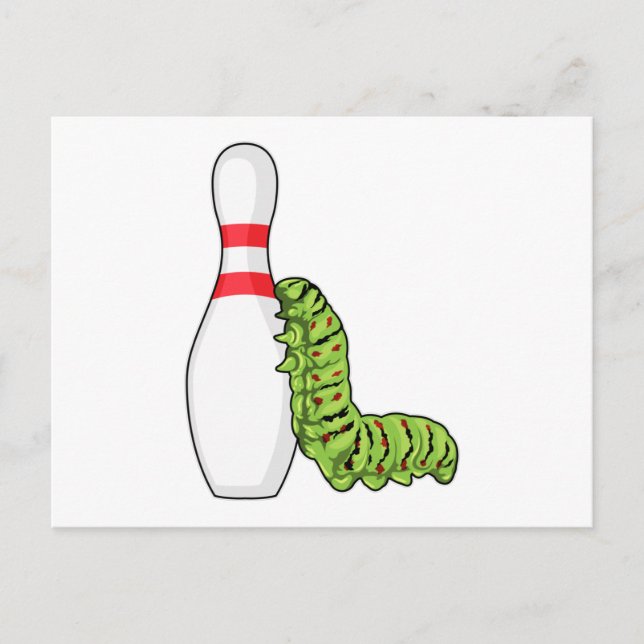 Carte Postale caterpillar at bowling with bowling pin (Devant)