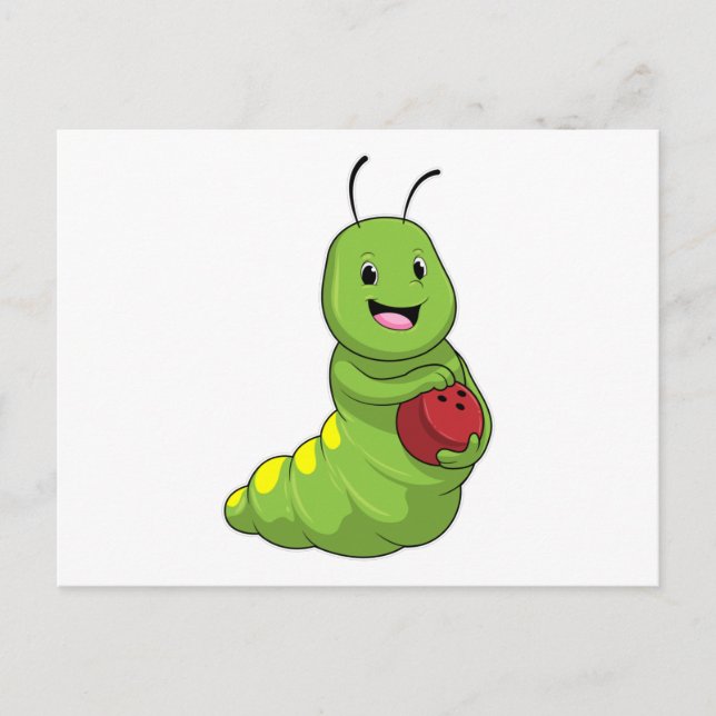 Carte Postale Caterpillar au Bowling avec Bowling ball (Devant)
