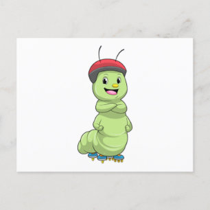 Carte Postale Caterpillar comme Patineur en ligne avec Roller sk