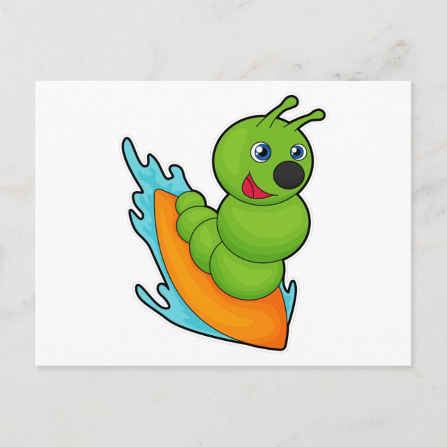 Carte Postale Caterpillar comme Surfer avec Surfer (Devant)