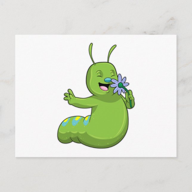 Carte Postale Caterpillar with Flower (Devant)