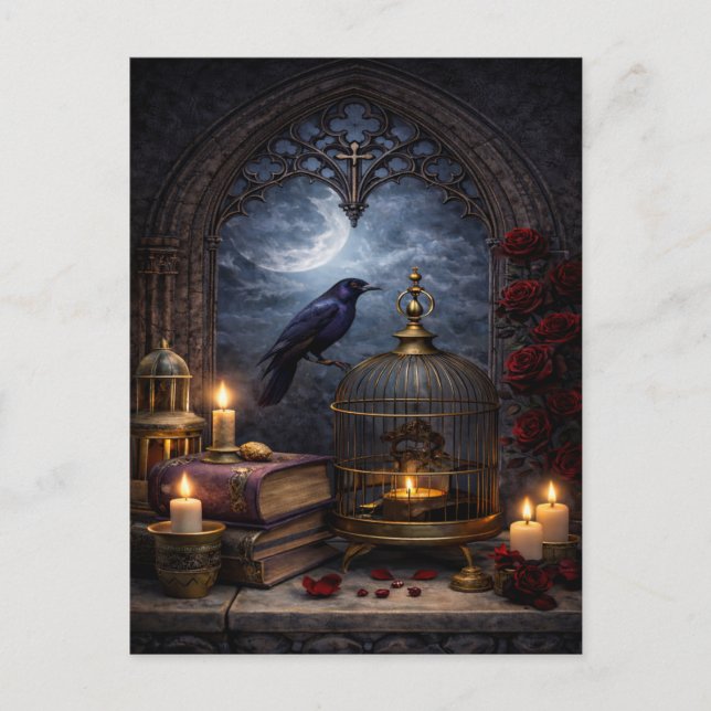 Carte Postale Cathedral Gothic Wall Art – Raven Still Life (Devant)