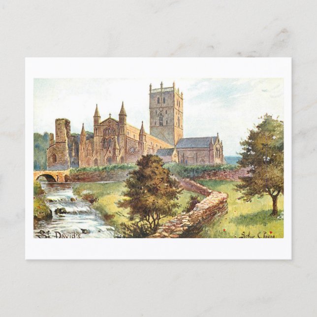 Carte Postale Cathédrale ancienne de St. David, Pays de Galles (Devant)