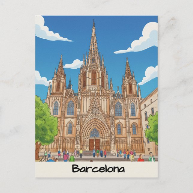 Carte Postale Cathédrale de Barcelone (Devant)