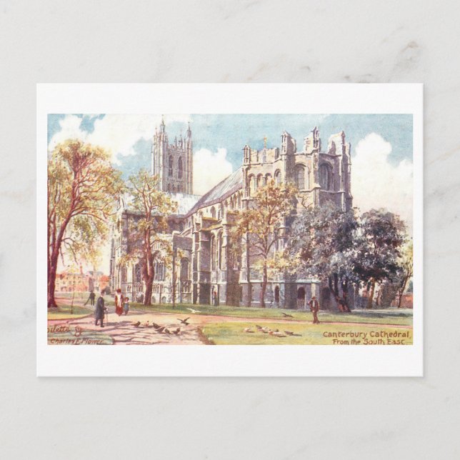 Carte Postale Cathédrale de Canterbury vintage (Devant)