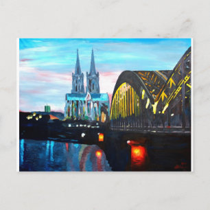 Carte Postale Cathédrale de Cologne avec Hohenzollernbridge