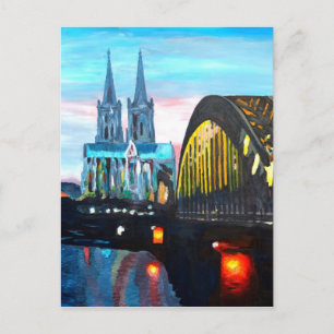 Carte Postale Cathédrale de Cologne avec Hohenzollernbridge
