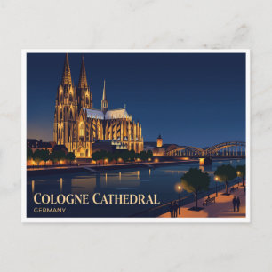 Carte Postale Cathédrale de Cologne la nuit Allemagne