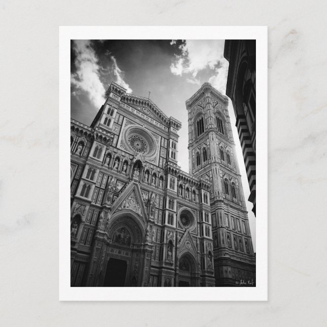 Carte Postale Cathédrale de Florence, noir & blanc (Devant)