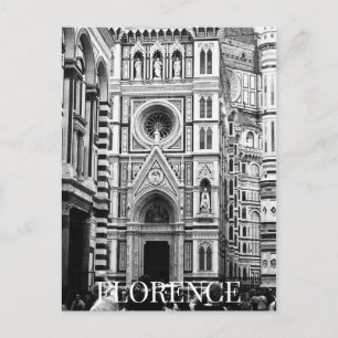 Carte Postale Cathédrale de Florence + Touristes Italie BW