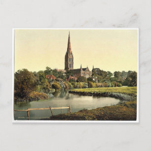Carte Postale Cathédrale, de la rivière, Salisbury, Angleterre r