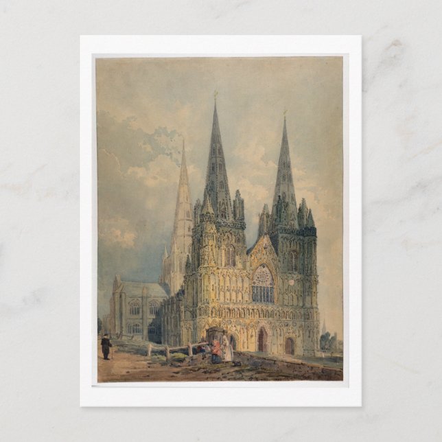 Carte Postale Cathédrale de Lichfield, Staffordshire, 1794 (avec (Devant)