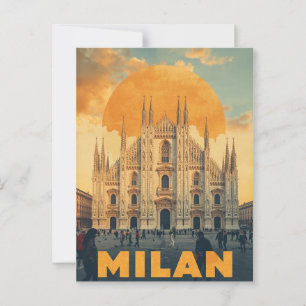 Carte Postale Cathédrale de Milan Retro