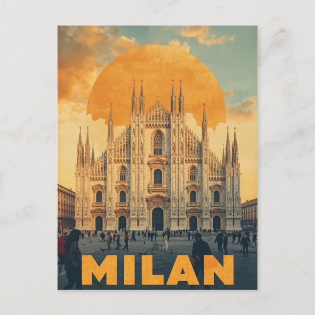 Carte Postale Cathédrale de Milan Retro (Devant)