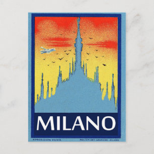 Carte Postale Cathédrale de Milan, silhouette, coucher de soleil