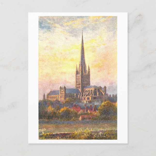 Carte Postale Cathédrale de Norwich vintage (Devant)